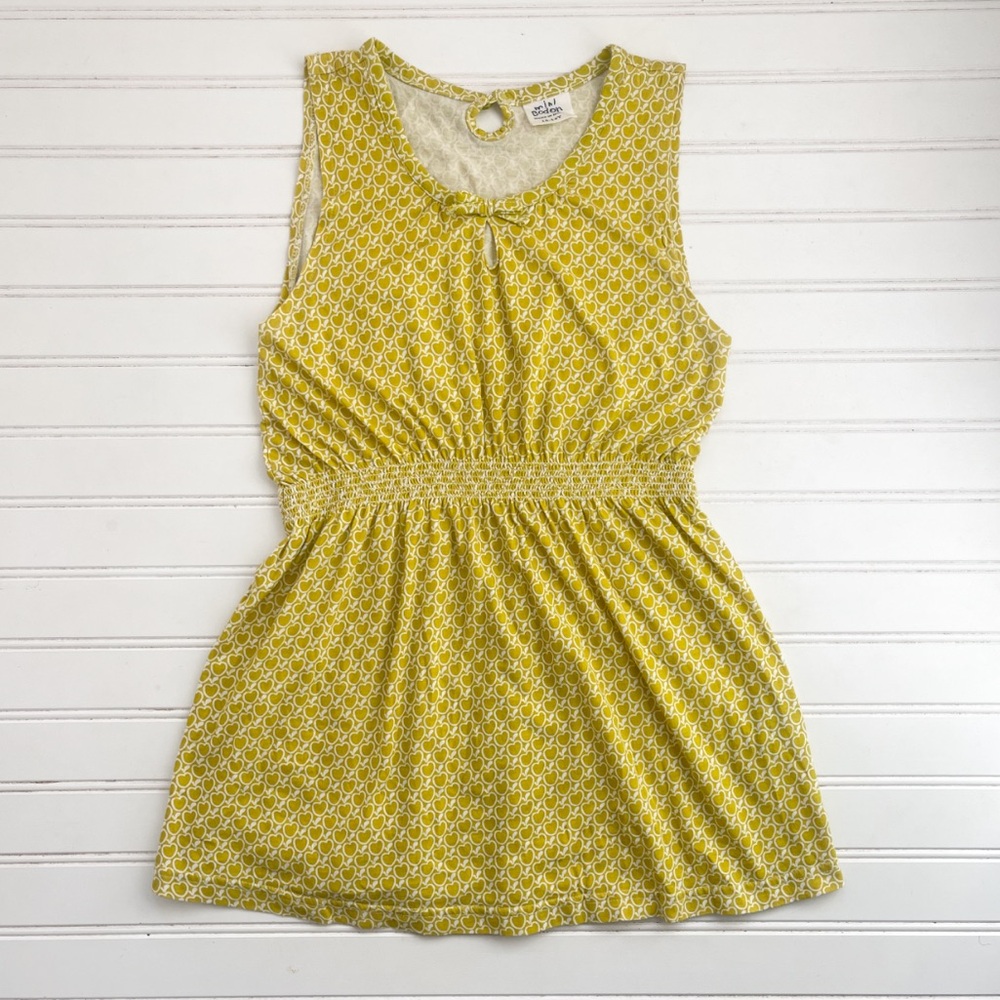 MINI BODEN EUC/LN Chartreuse Apple Print Peplum Top